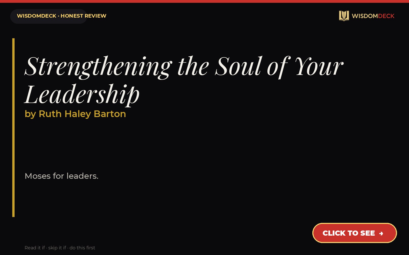 Strengthening the Soul of Your Leadership by Ruth Haley Barton — WisdomDeck review