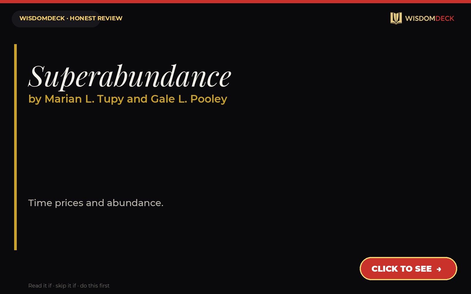 Superabundance by Marian L. Tupy and Gale L. Pooley — WisdomDeck review
