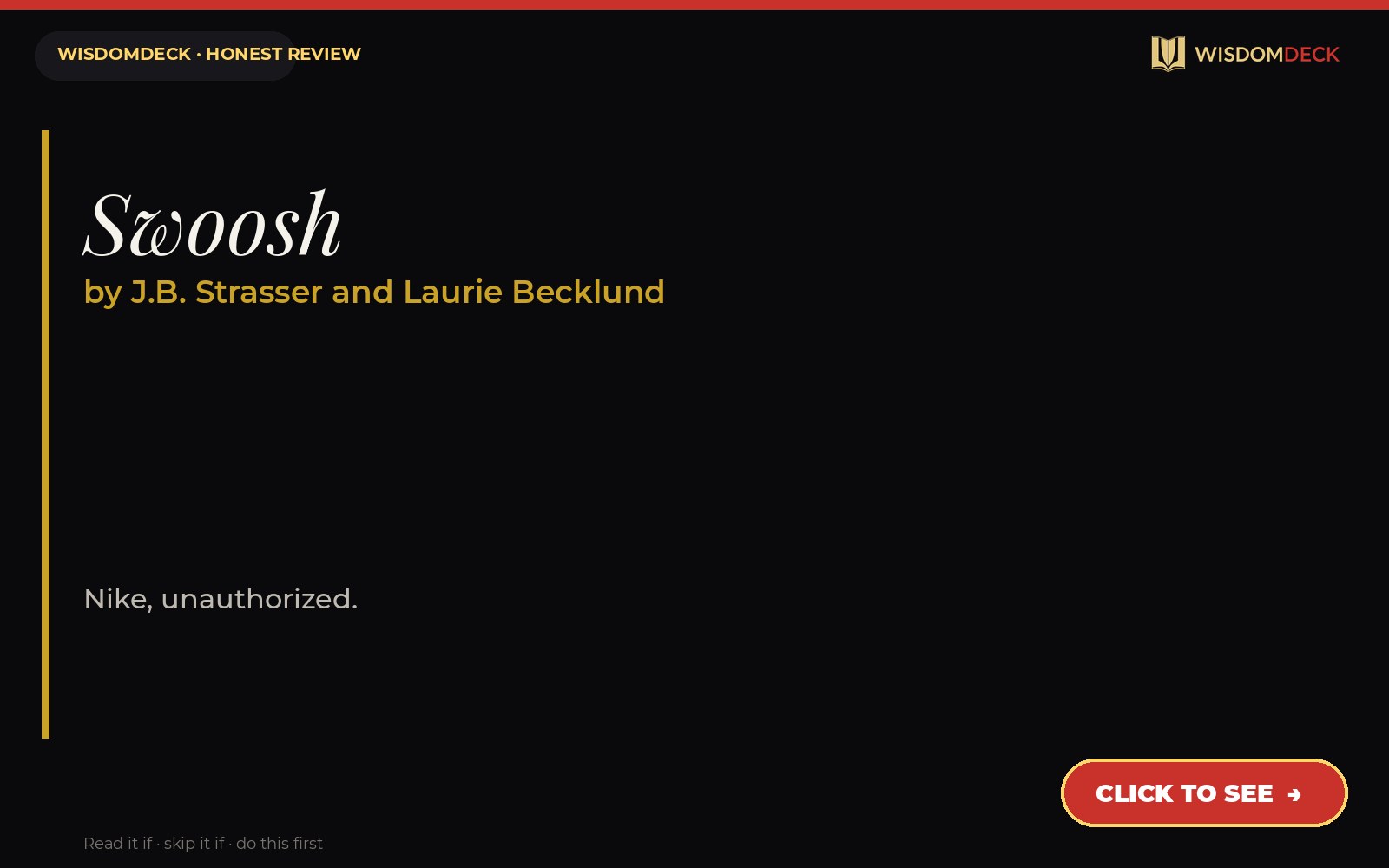 Swoosh by J.B. Strasser and Laurie Becklund — WisdomDeck review