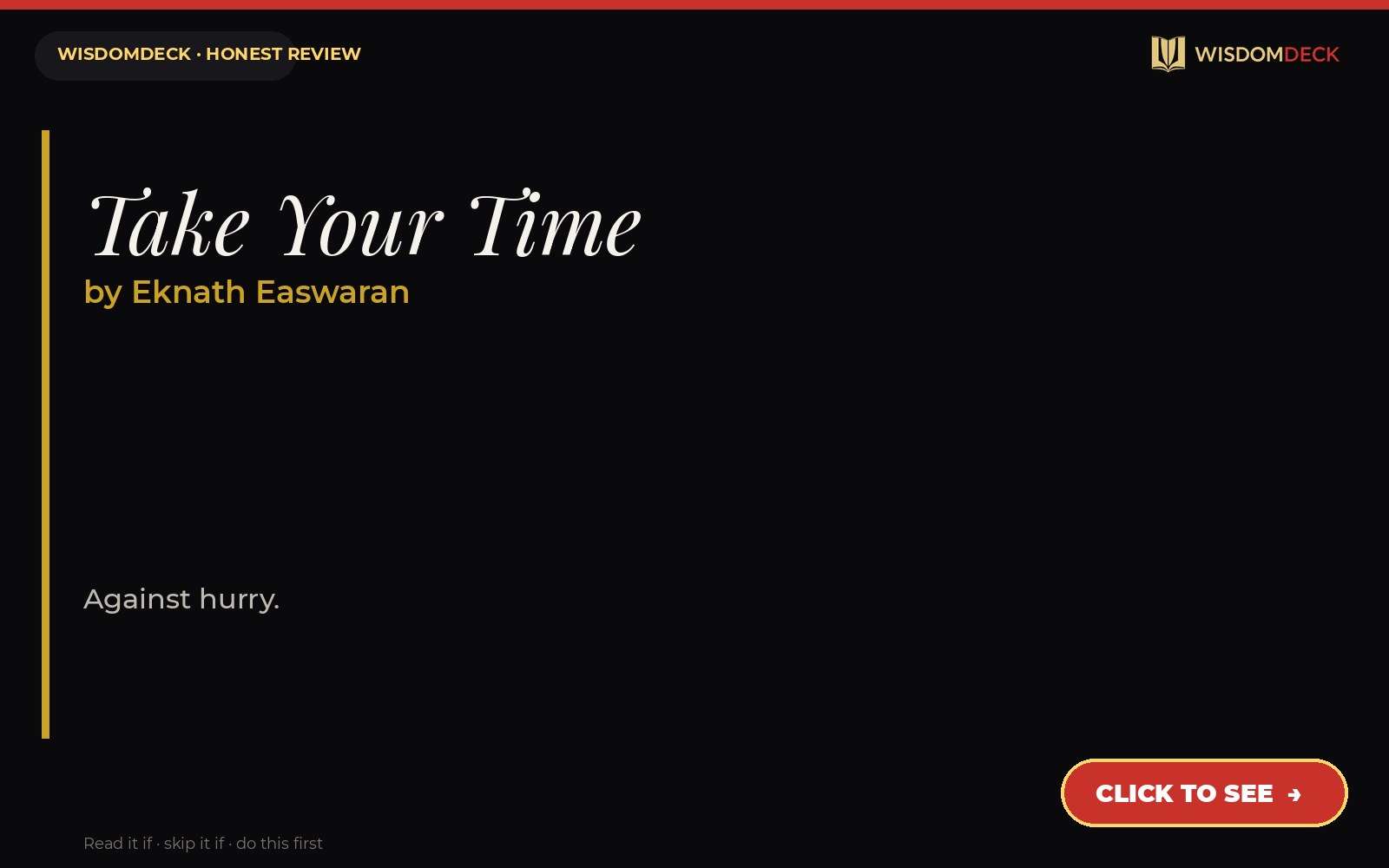 Take Your Time by Eknath Easwaran — WisdomDeck review