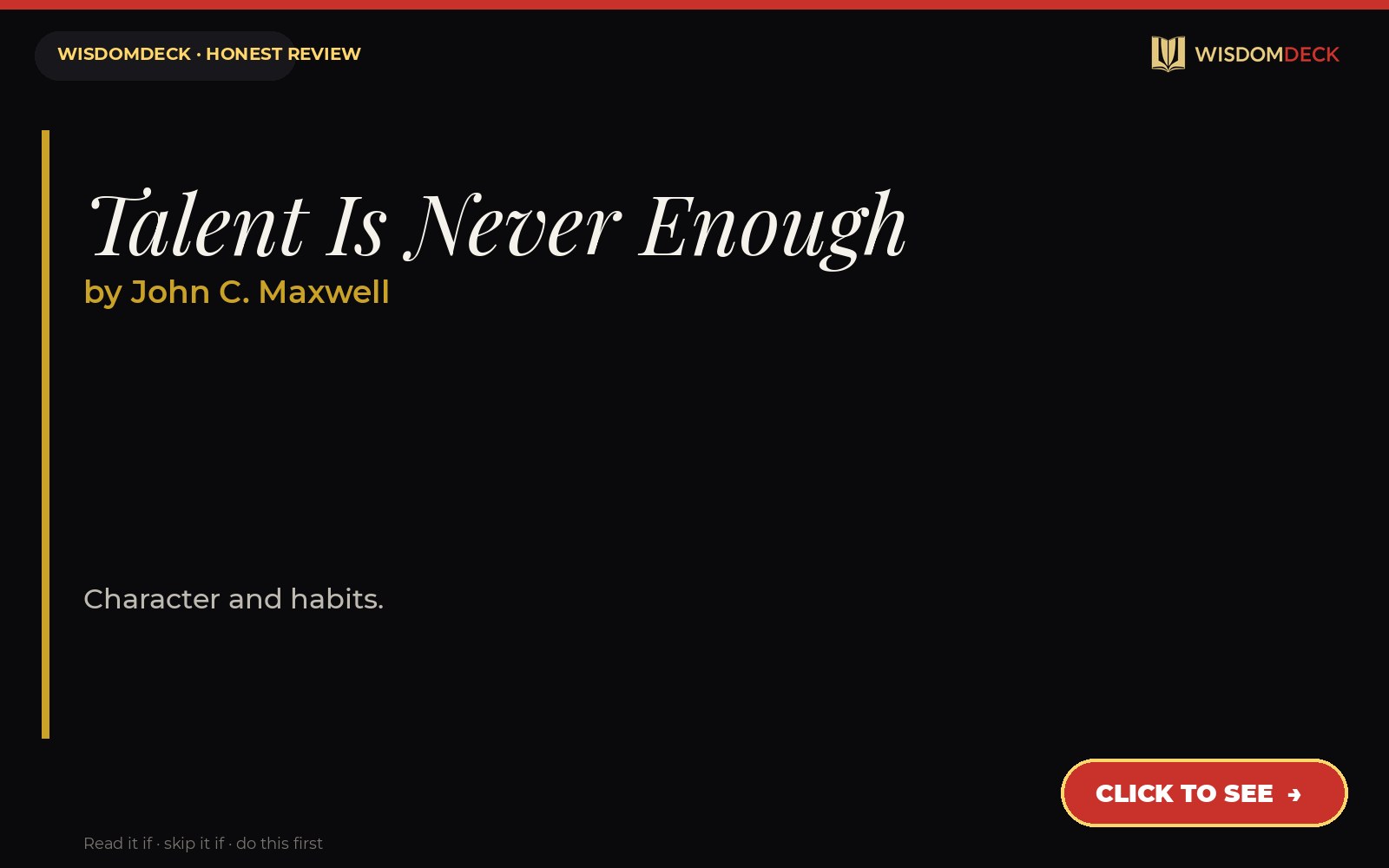 Talent Is Never Enough by John C. Maxwell — WisdomDeck review