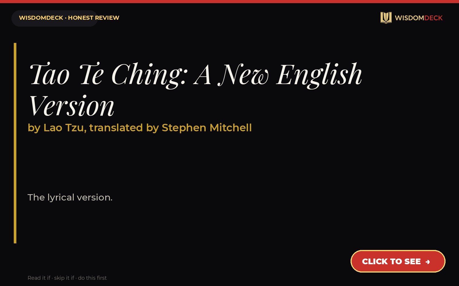 Tao Te Ching: A New English Version by Lao Tzu, translated by Stephen Mitchell — WisdomDeck review