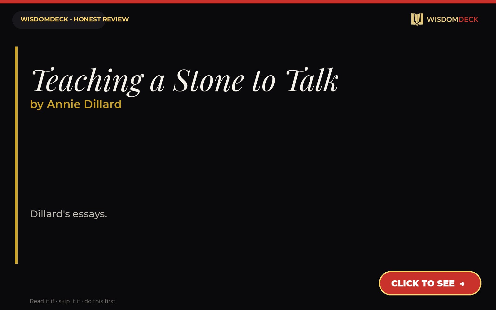 Teaching a Stone to Talk by Annie Dillard — WisdomDeck review