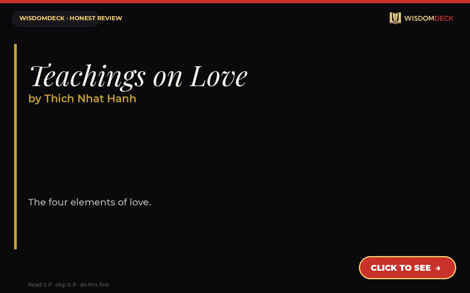 Teachings on Love by Thich Nhat Hanh — WisdomDeck review