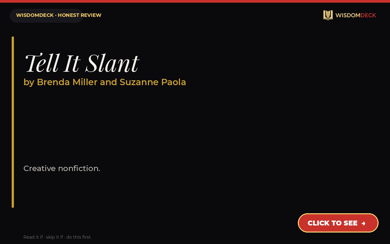Tell It Slant by Brenda Miller and Suzanne Paola — WisdomDeck review