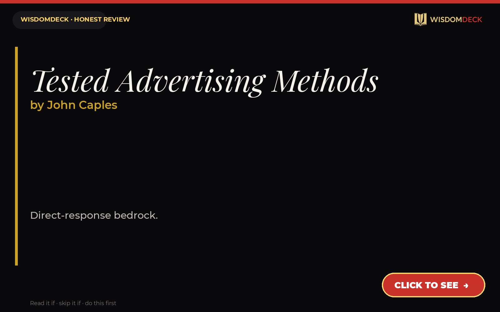 Tested Advertising Methods by John Caples — WisdomDeck honest review
