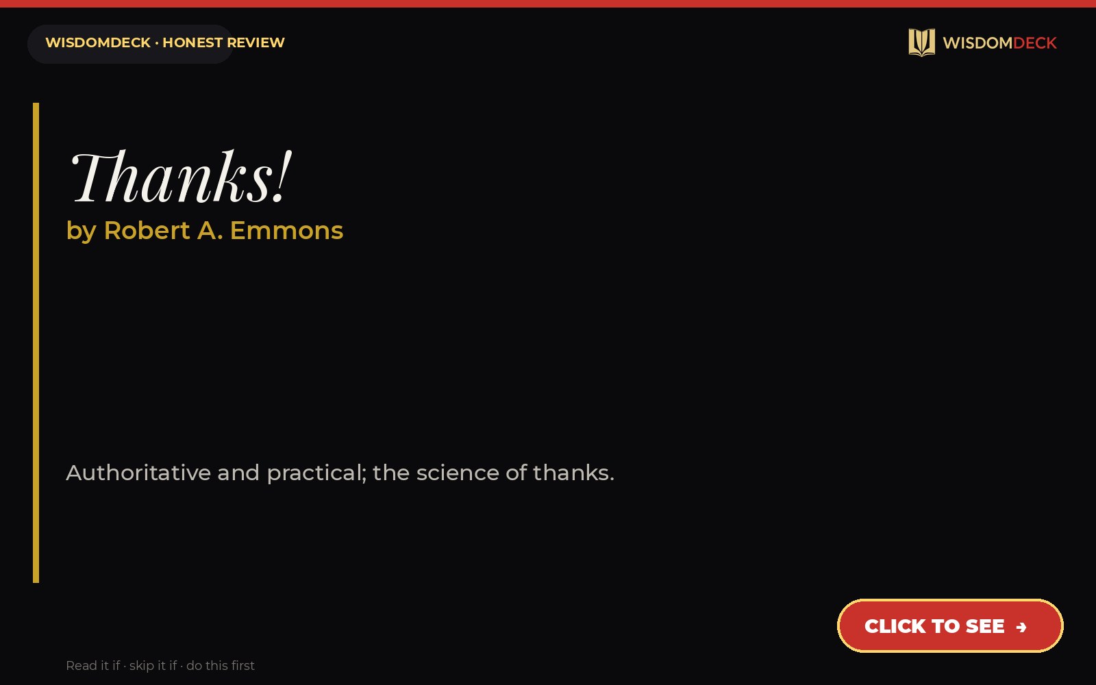 Thanks! by Robert A. Emmons — WisdomDeck honest review