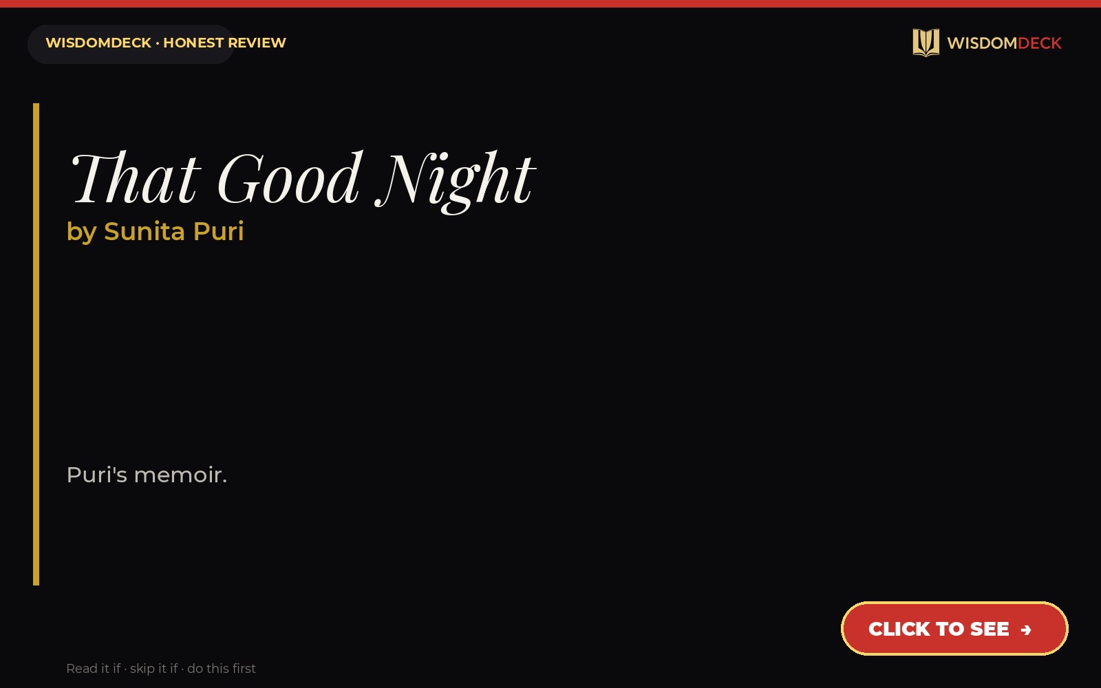 That Good Night by Sunita Puri — WisdomDeck review