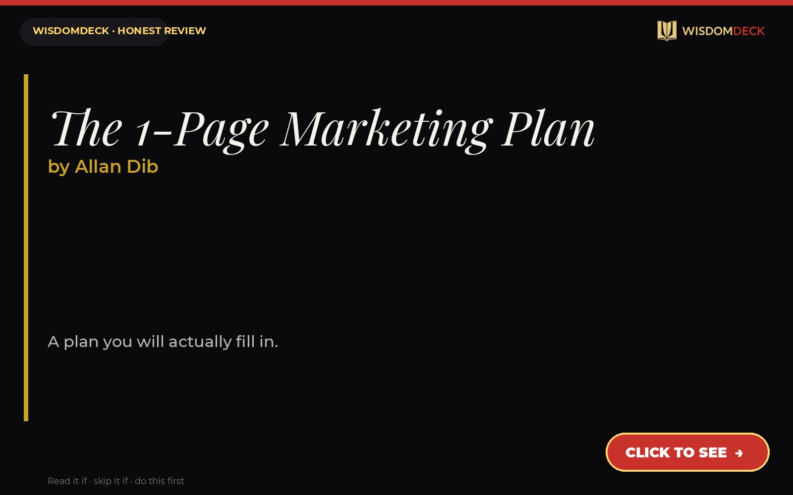 The 1-Page Marketing Plan by Allan Dib — WisdomDeck review