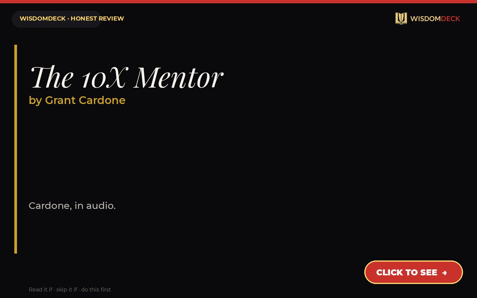 The 10X Mentor by Grant Cardone — WisdomDeck review
