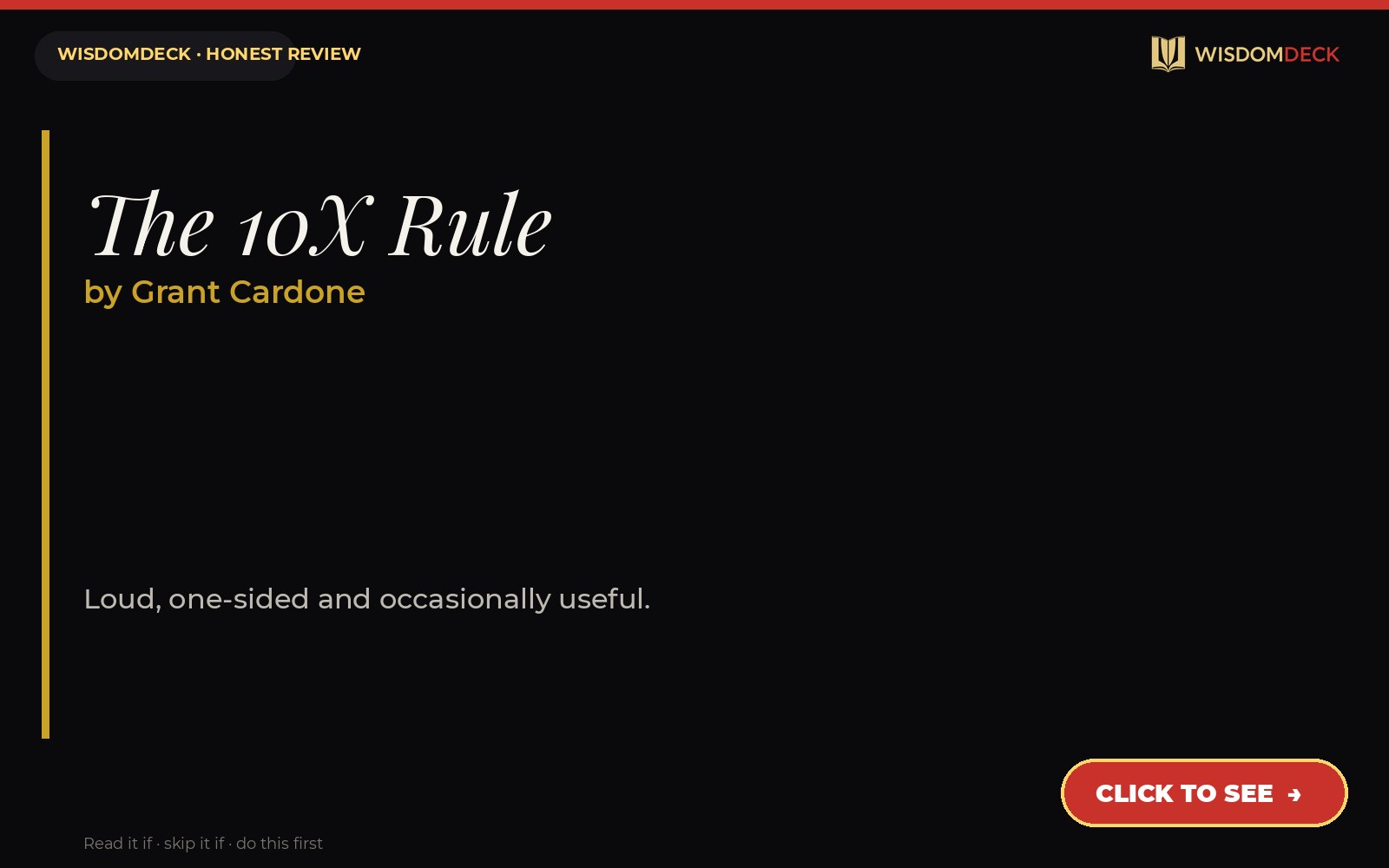 The 10X Rule by Grant Cardone — WisdomDeck review
