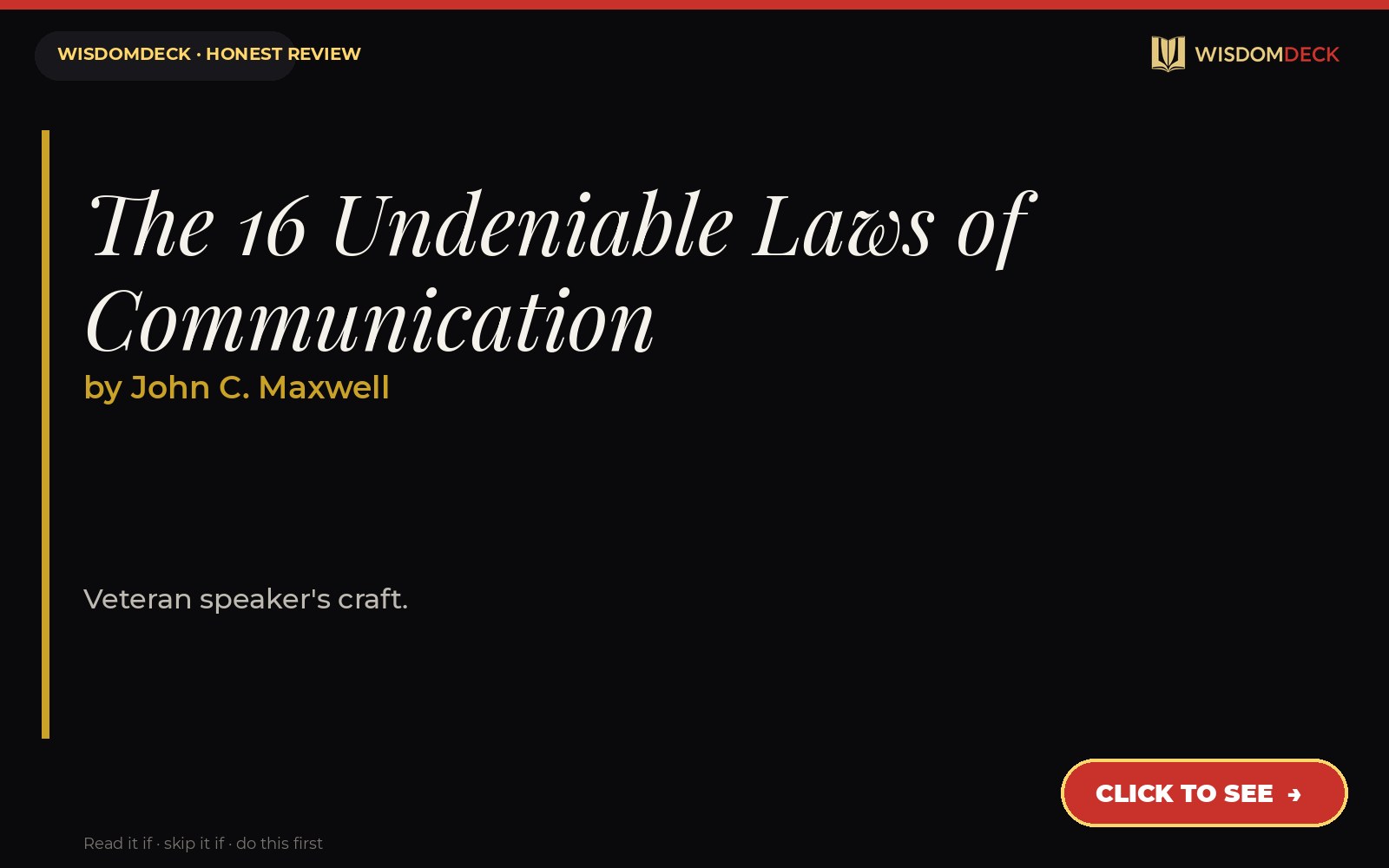 The 16 Undeniable Laws of Communication by John C. Maxwell — WisdomDeck review