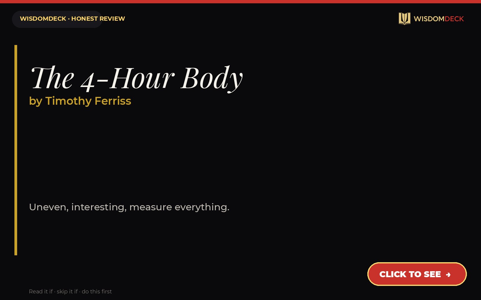 The 4-Hour Body by Timothy Ferriss — WisdomDeck review