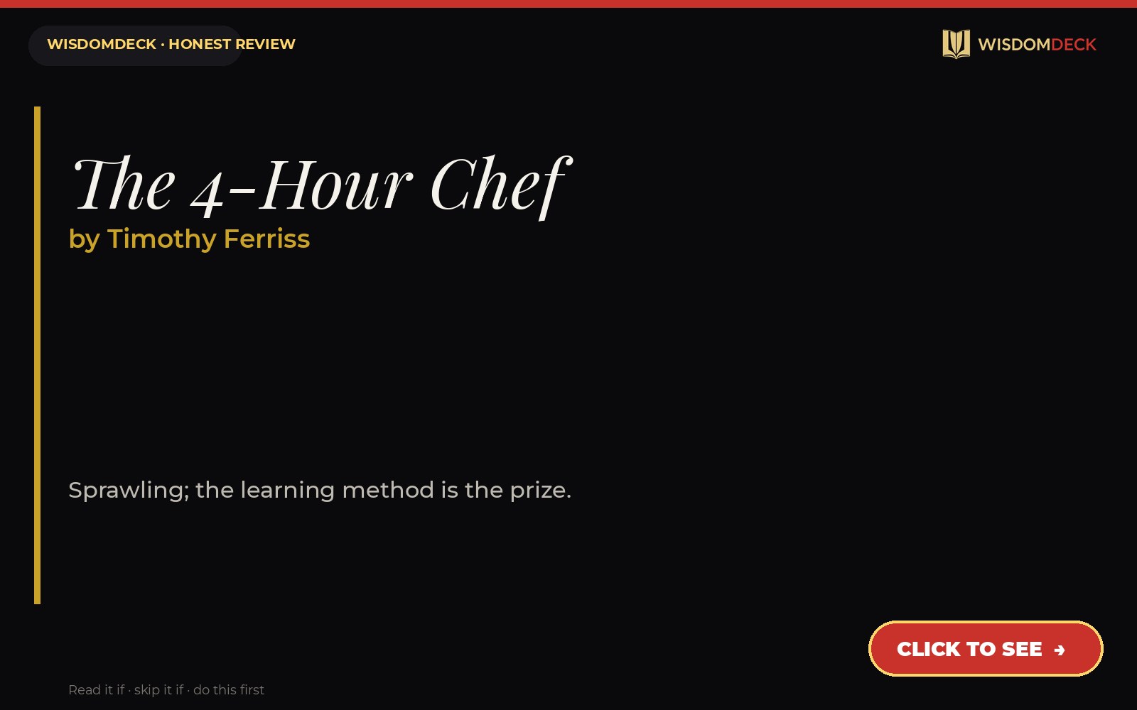 The 4-Hour Chef by Timothy Ferriss — WisdomDeck review