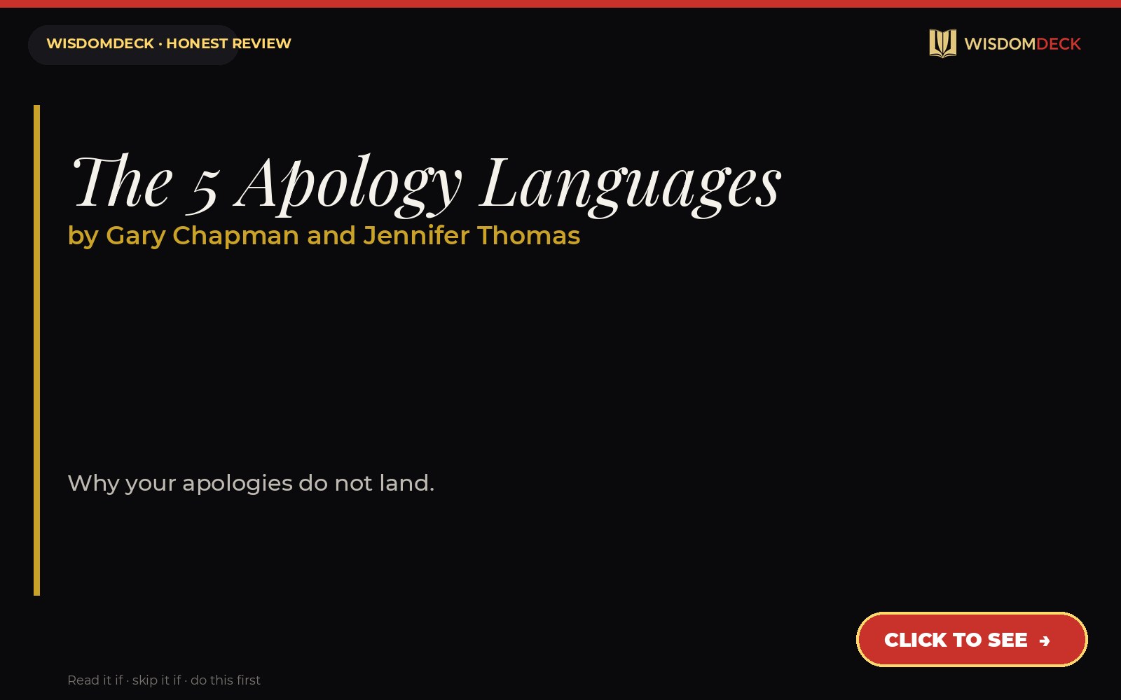 The 5 Apology Languages by Gary Chapman and Jennifer Thomas — WisdomDeck review