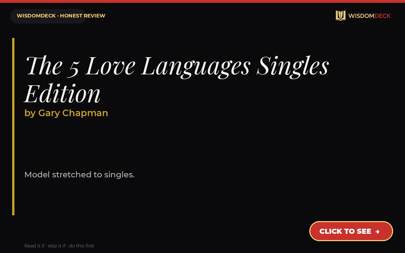 The 5 Love Languages Singles Edition by Gary Chapman — WisdomDeck review