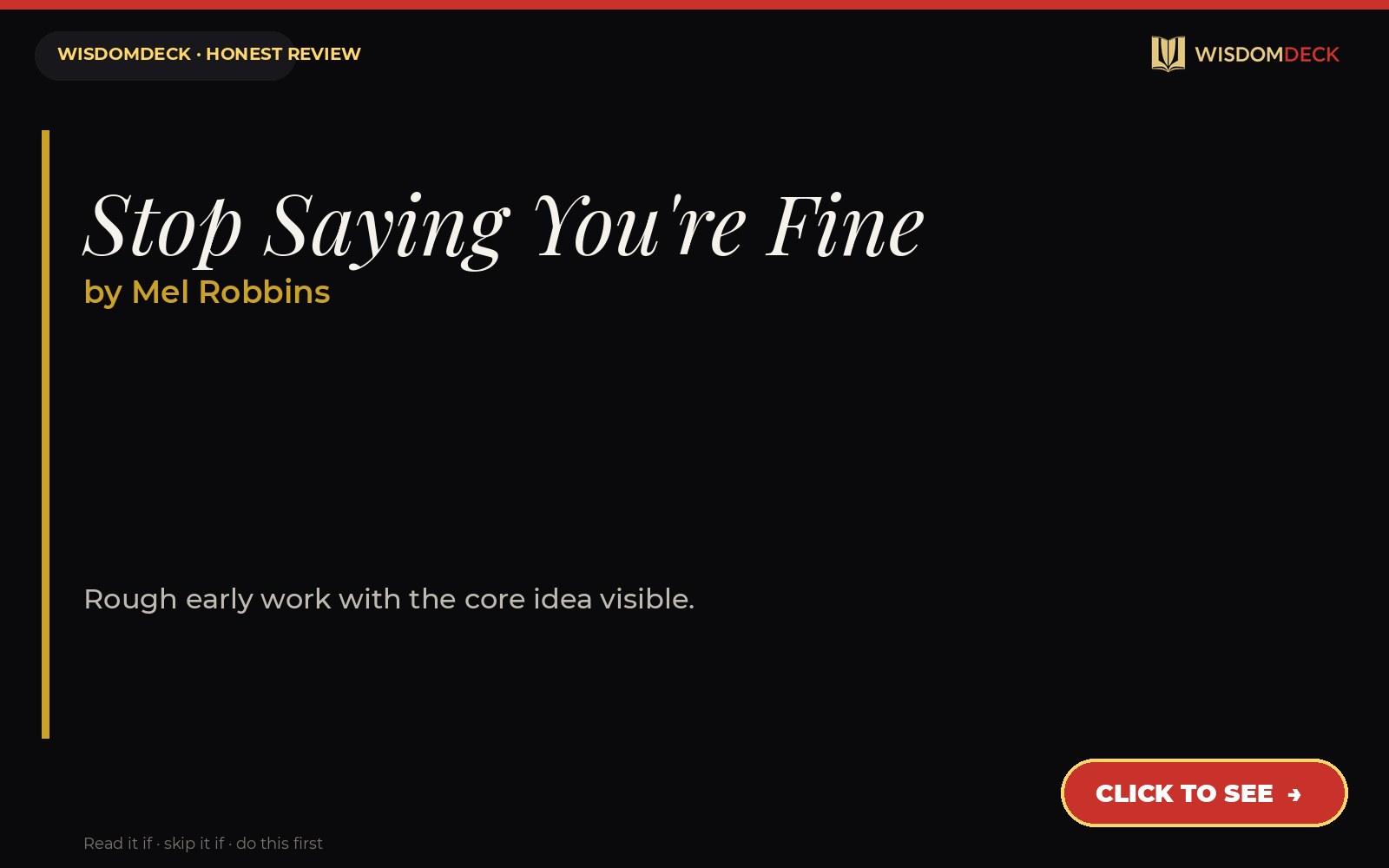 Stop Saying You're Fine by Mel Robbins — WisdomDeck review