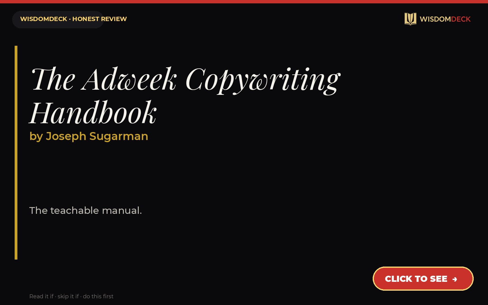 The Adweek Copywriting Handbook by Joseph Sugarman — WisdomDeck review