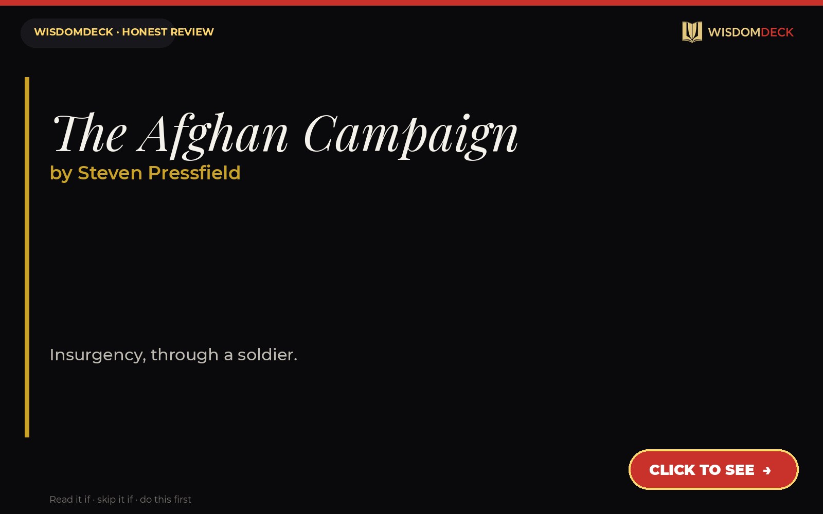 The Afghan Campaign by Steven Pressfield — WisdomDeck review