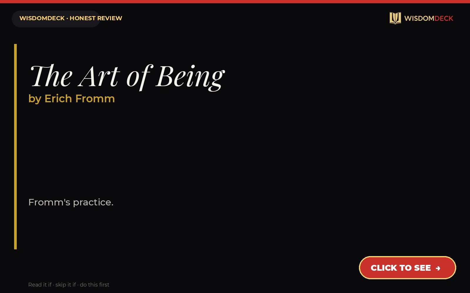 The Art of Being by Erich Fromm — WisdomDeck review