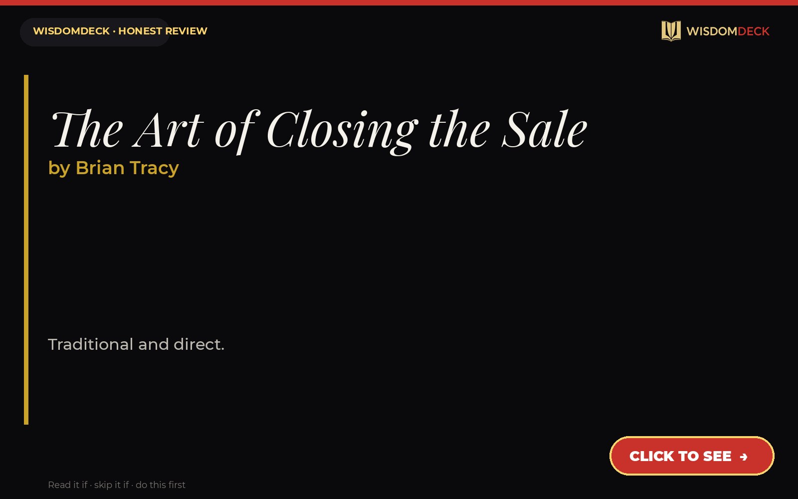 The Art of Closing the Sale by Brian Tracy — WisdomDeck review