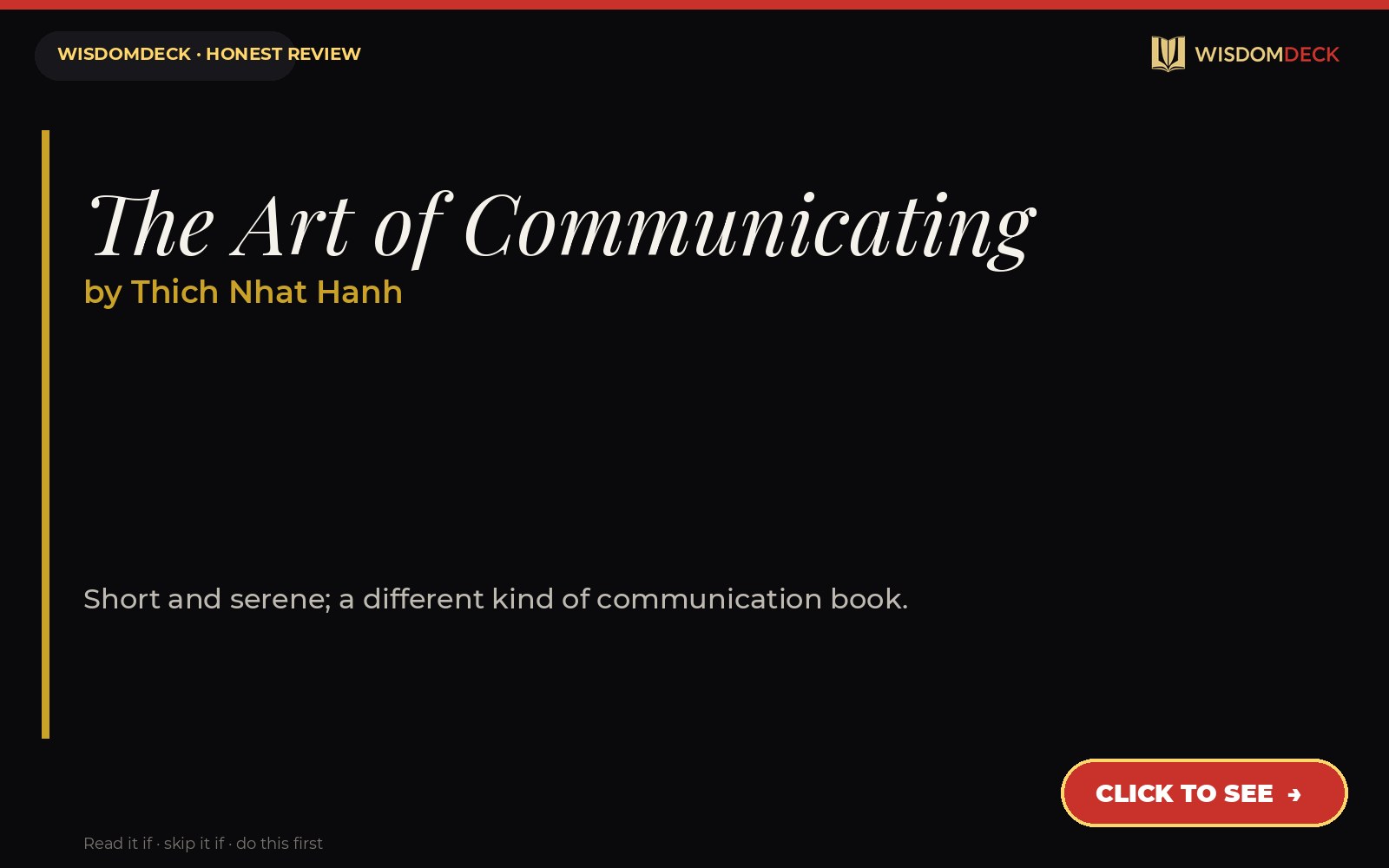 The Art of Communicating by Thich Nhat Hanh — WisdomDeck review