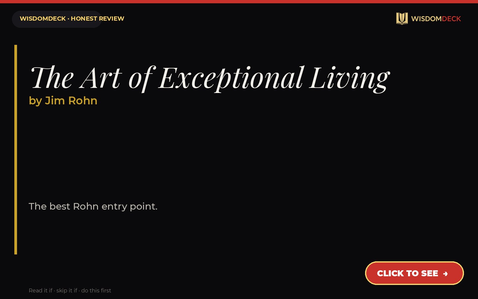 The Art of Exceptional Living by Jim Rohn — WisdomDeck review