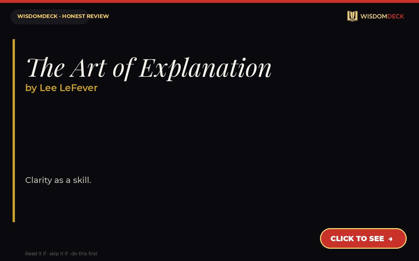 The Art of Explanation by Lee LeFever — WisdomDeck review