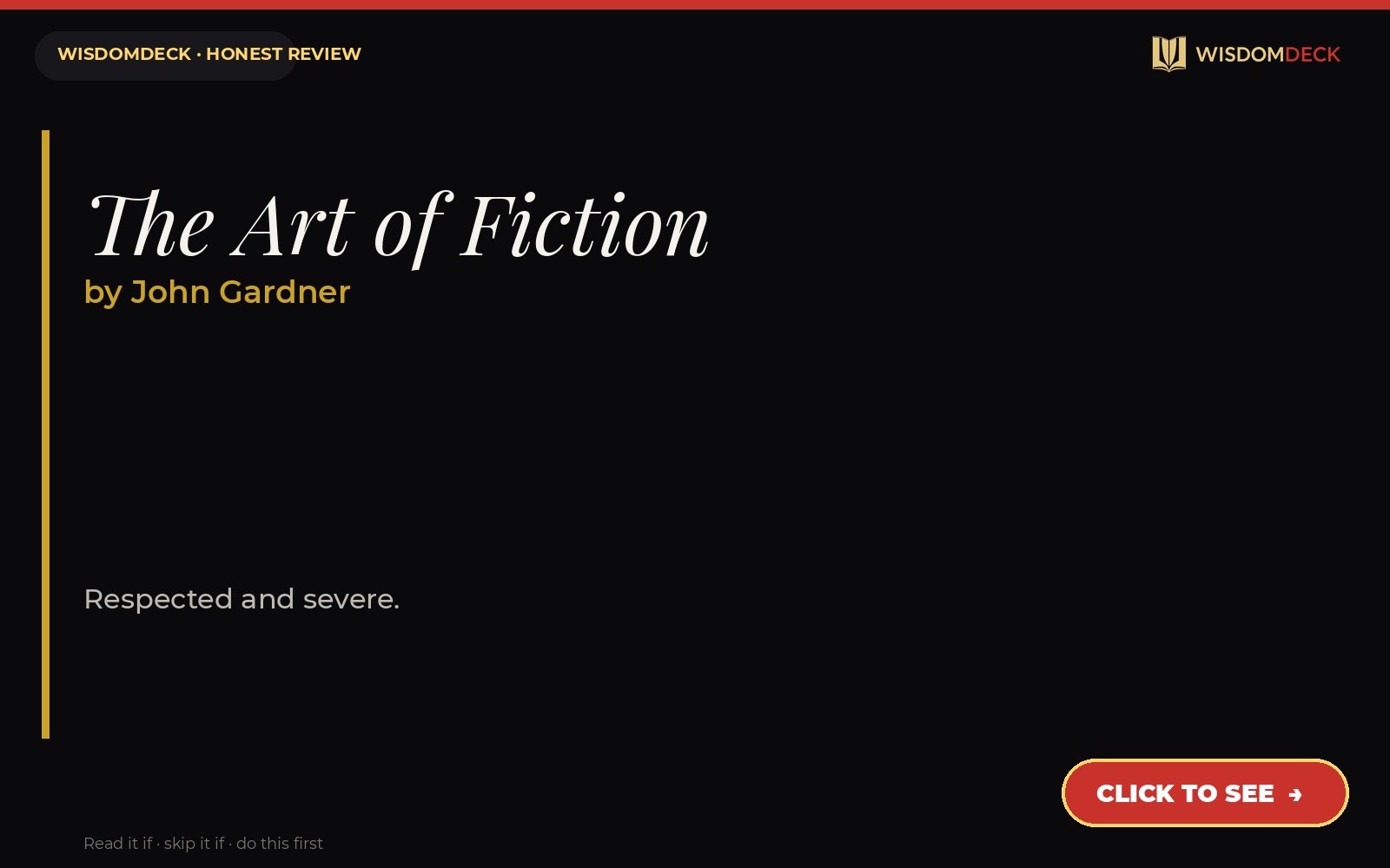The Art of Fiction by John Gardner — WisdomDeck review