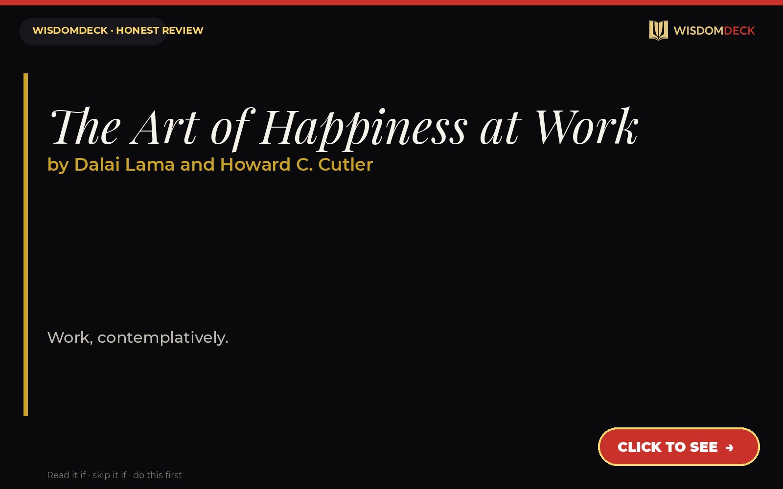 The Art of Happiness at Work by Dalai Lama and Howard C. Cutler — WisdomDeck review