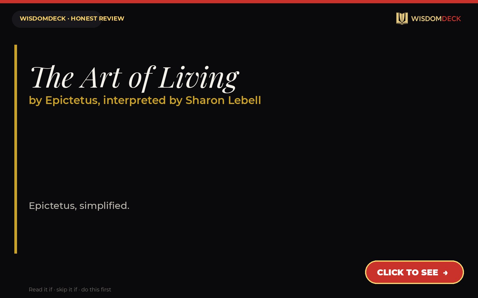 The Art of Living by Epictetus, interpreted by Sharon Lebell — WisdomDeck review