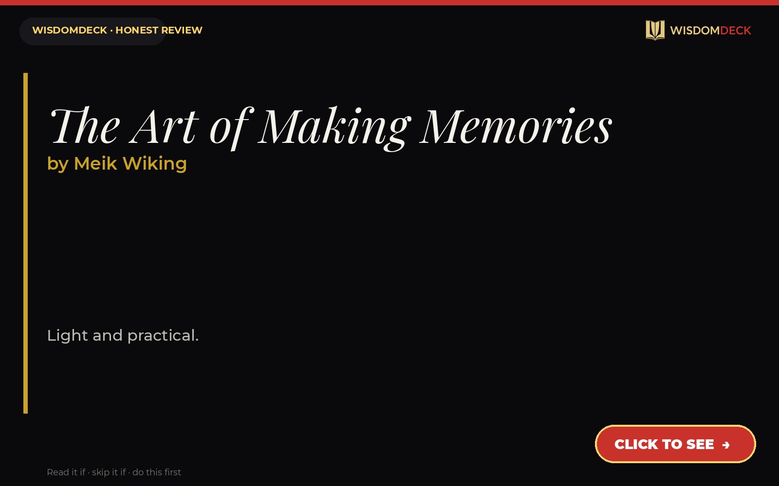 The Art of Making Memories by Meik Wiking — WisdomDeck review