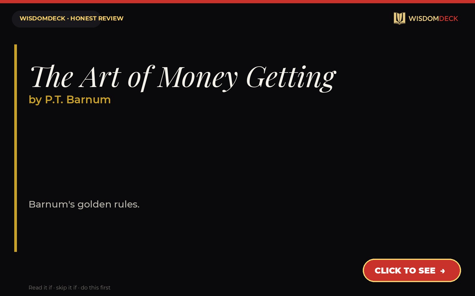 The Art of Money Getting by P.T. Barnum — WisdomDeck review