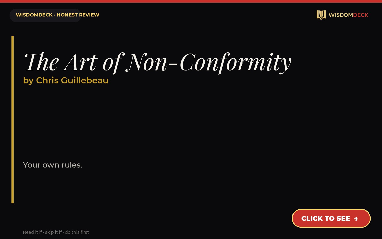 The Art of Non-Conformity by Chris Guillebeau — WisdomDeck review