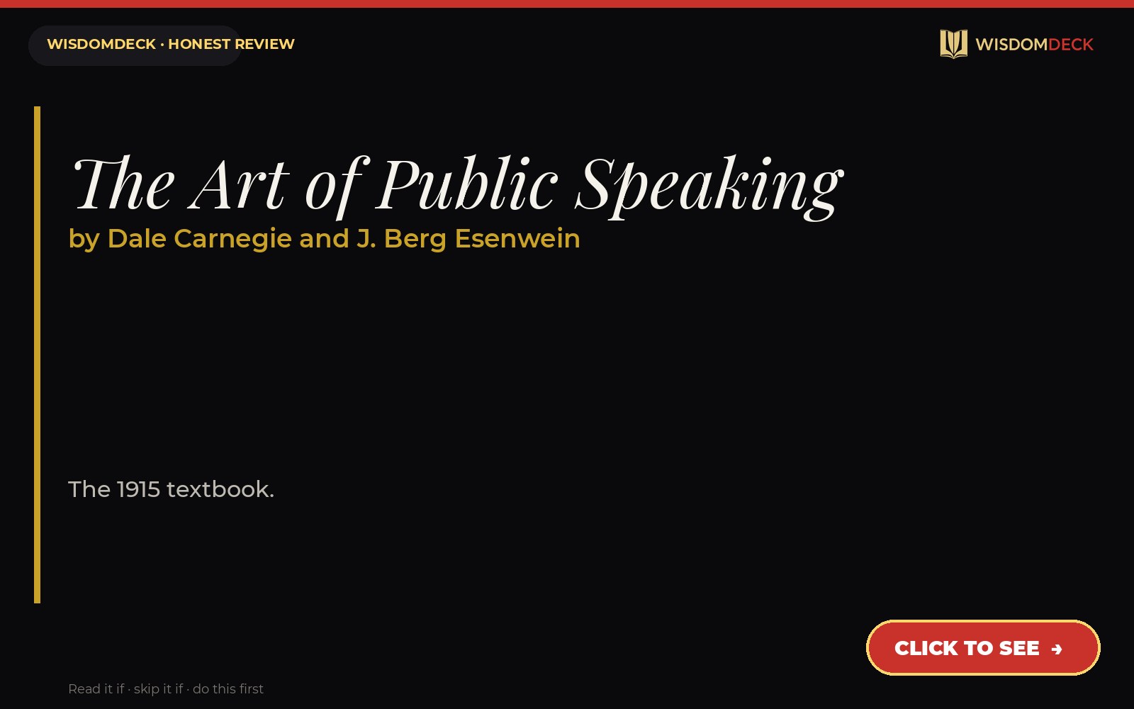 The Art of Public Speaking by Dale Carnegie and J. Berg Esenwein — WisdomDeck review