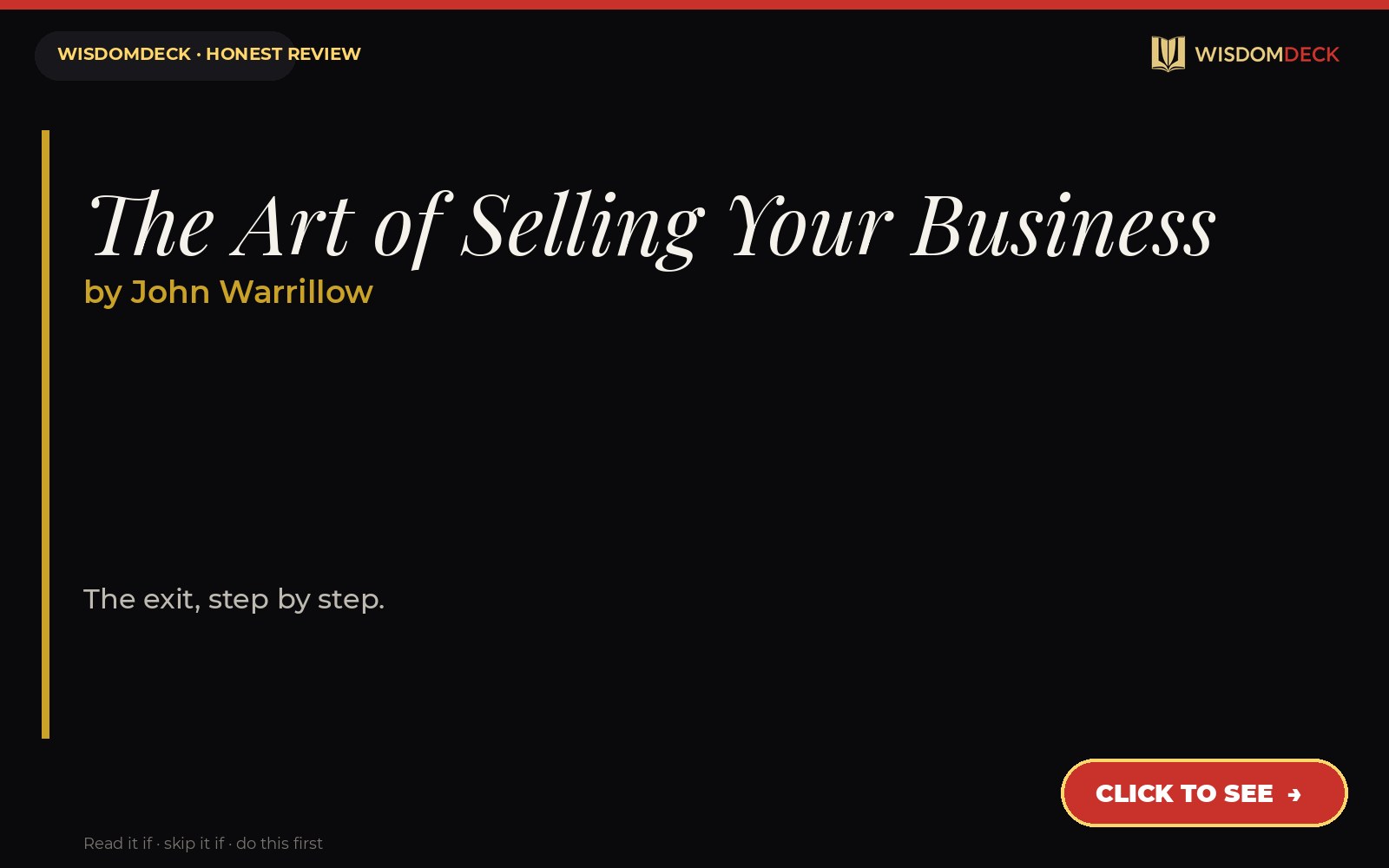 The Art of Selling Your Business by John Warrillow — WisdomDeck review
