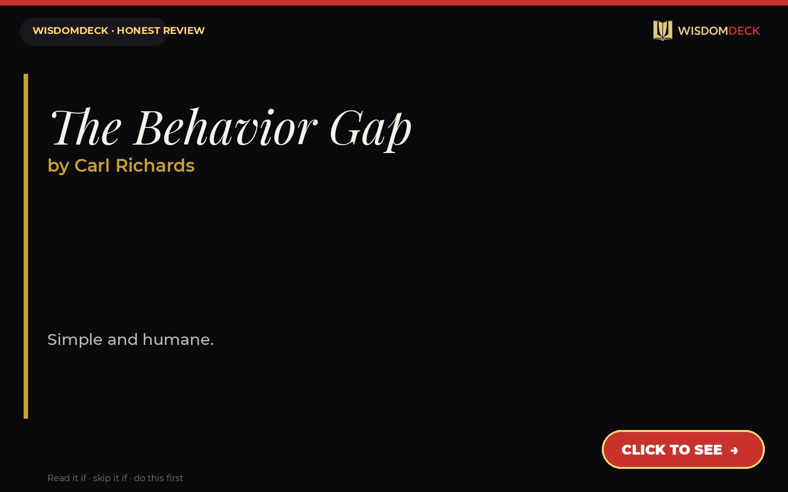 The Behavior Gap by Carl Richards — WisdomDeck review