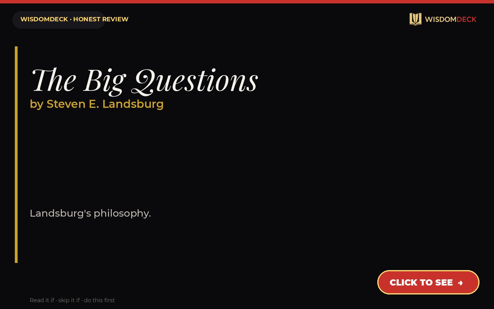 The Big Questions by Steven E. Landsburg — WisdomDeck review