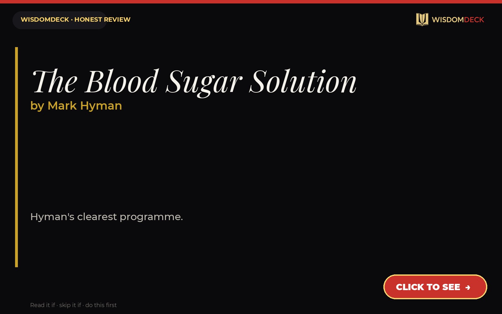 The Blood Sugar Solution by Mark Hyman — WisdomDeck review