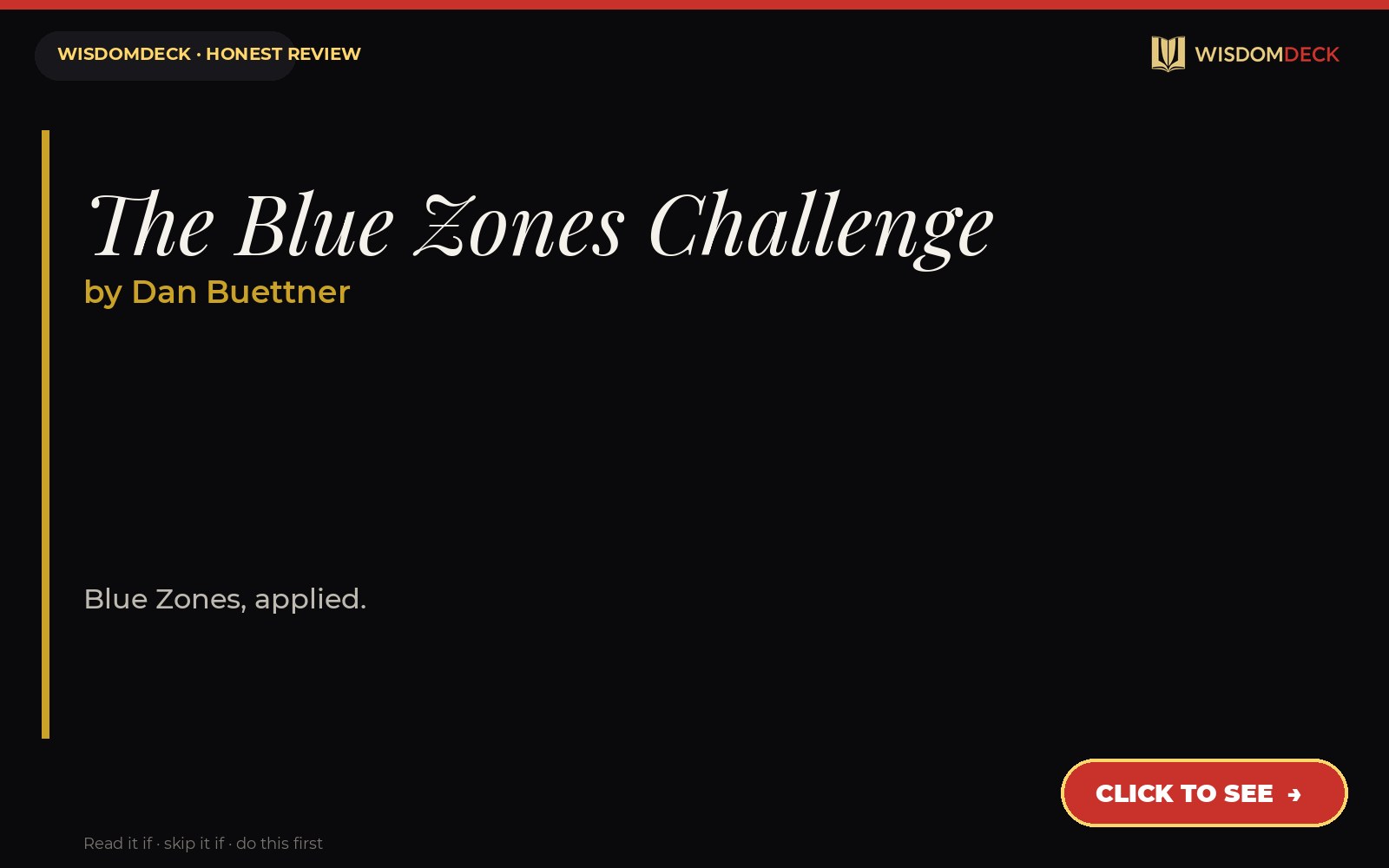 The Blue Zones Challenge by Dan Buettner — WisdomDeck review