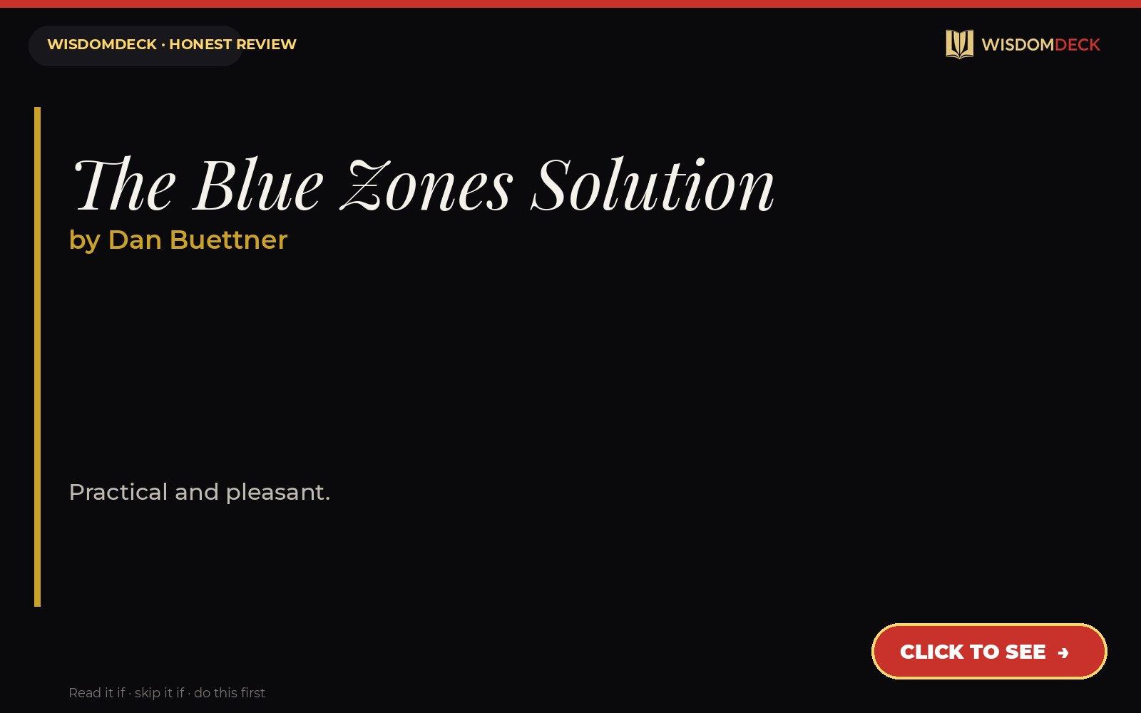 The Blue Zones Solution by Dan Buettner — WisdomDeck review