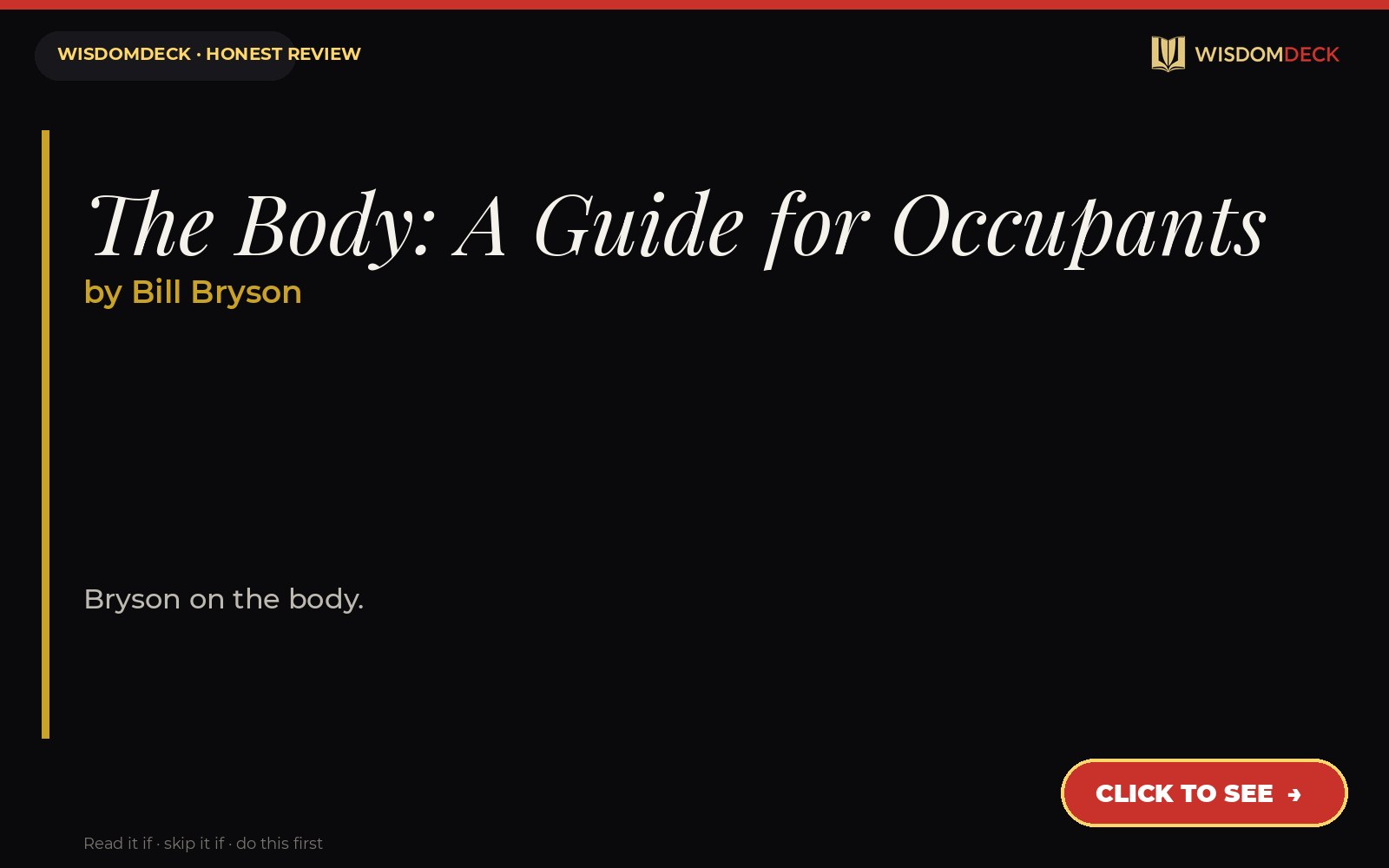 The Body: A Guide for Occupants by Bill Bryson — WisdomDeck review