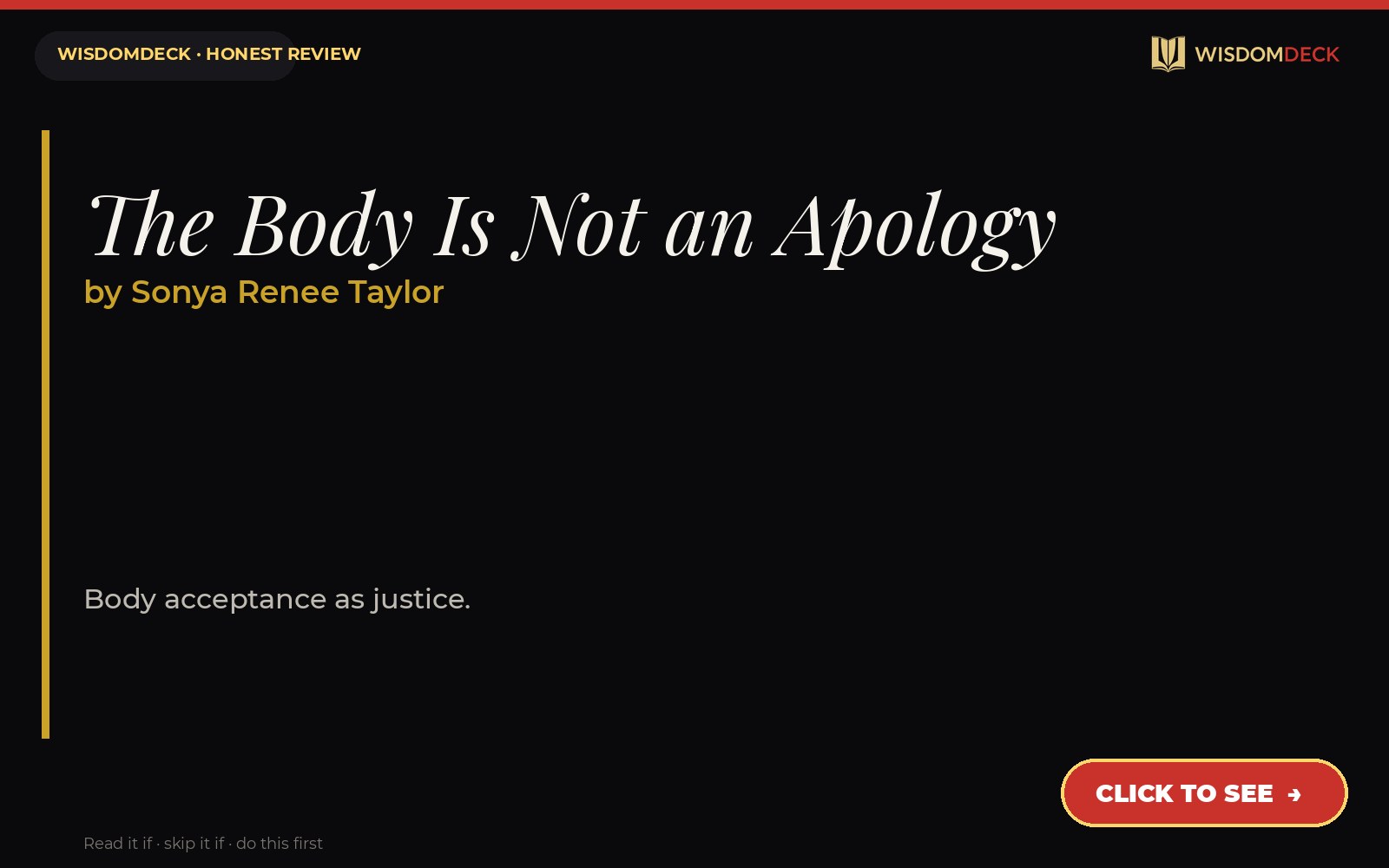 The Body Is Not an Apology by Sonya Renee Taylor — WisdomDeck honest review