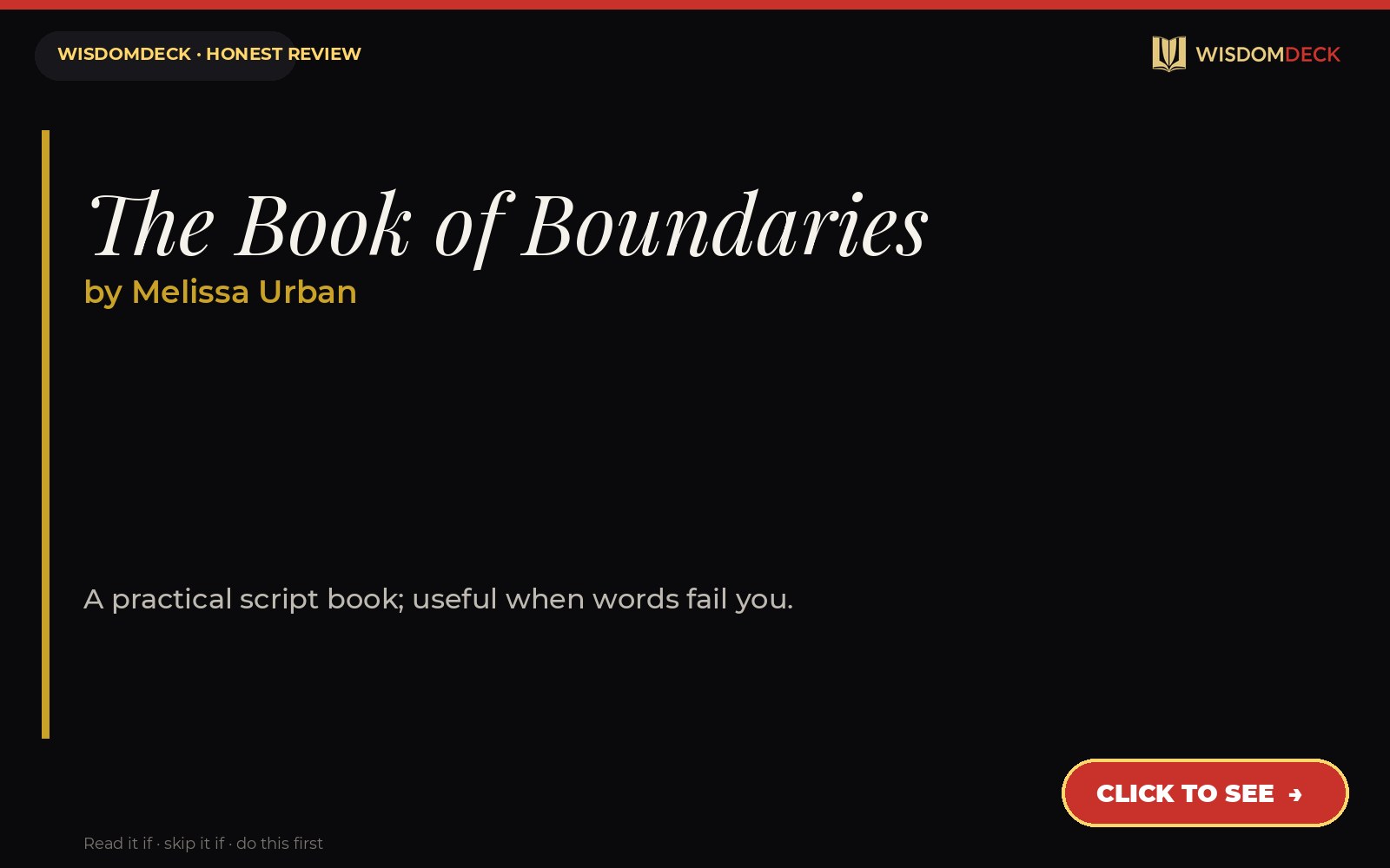 The Book of Boundaries by Melissa Urban — WisdomDeck review