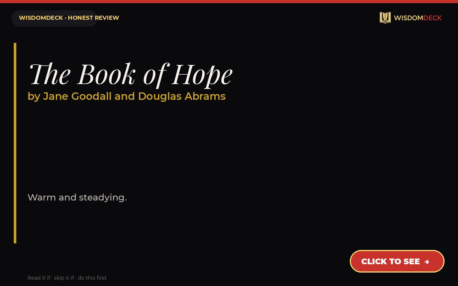 The Book of Hope by Jane Goodall and Douglas Abrams — WisdomDeck review