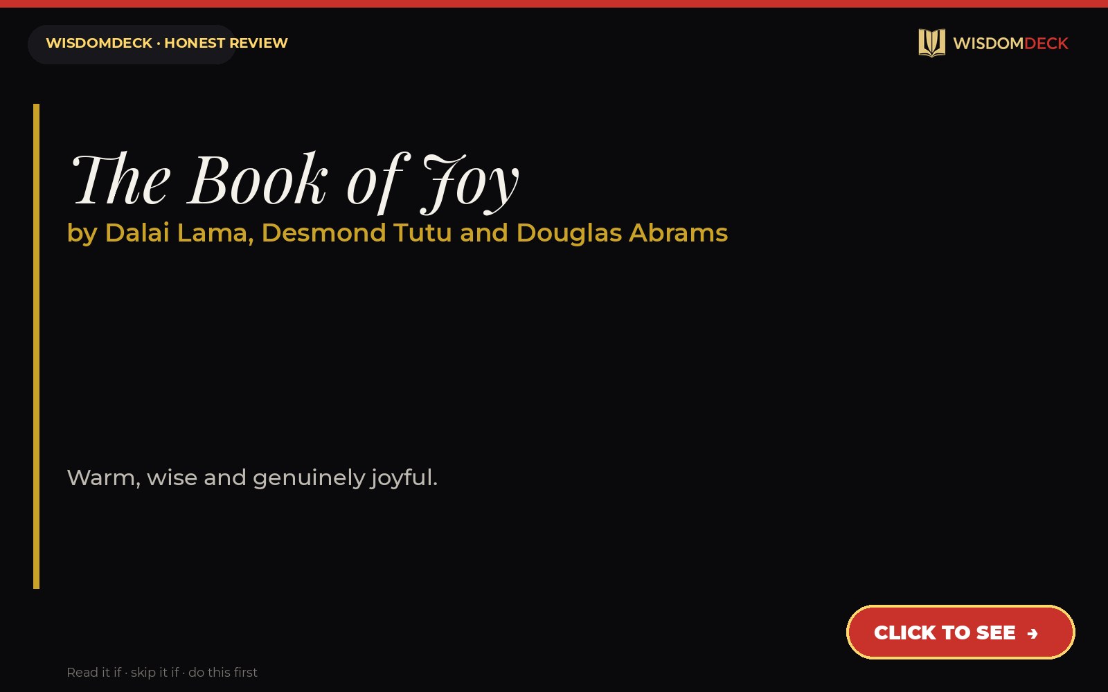 The Book of Joy by Dalai Lama, Desmond Tutu and Douglas Abrams — WisdomDeck review