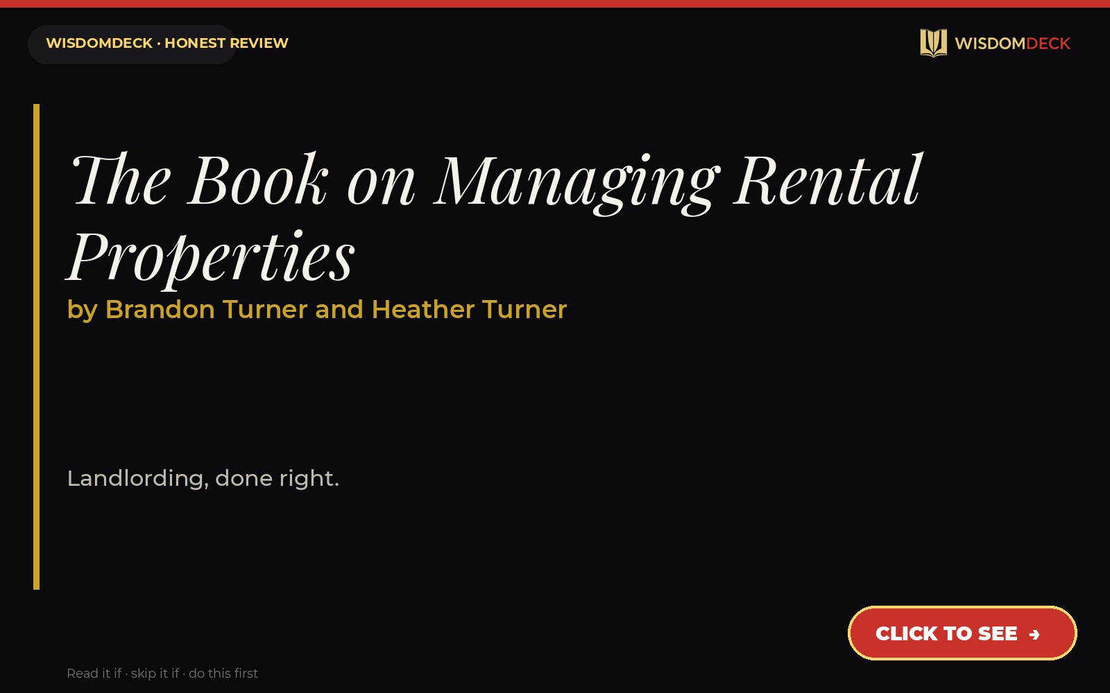 The Book on Managing Rental Properties by Brandon Turner and Heather Turner — WisdomDeck review