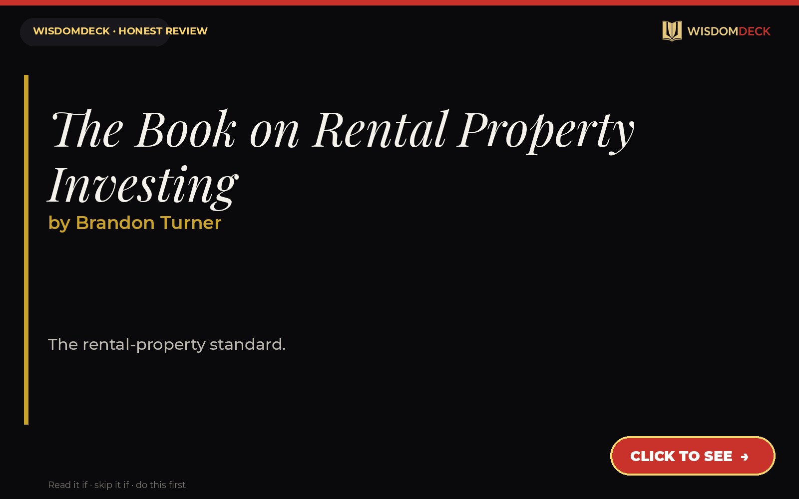 The Book on Rental Property Investing by Brandon Turner — WisdomDeck review
