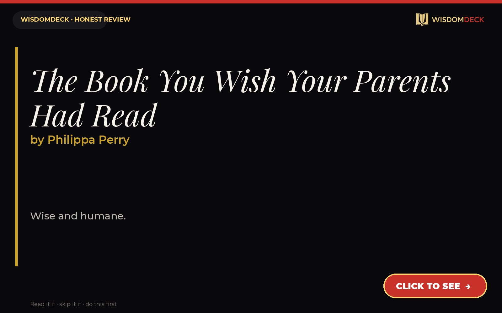 The Book You Wish Your Parents Had Read by Philippa Perry — WisdomDeck review