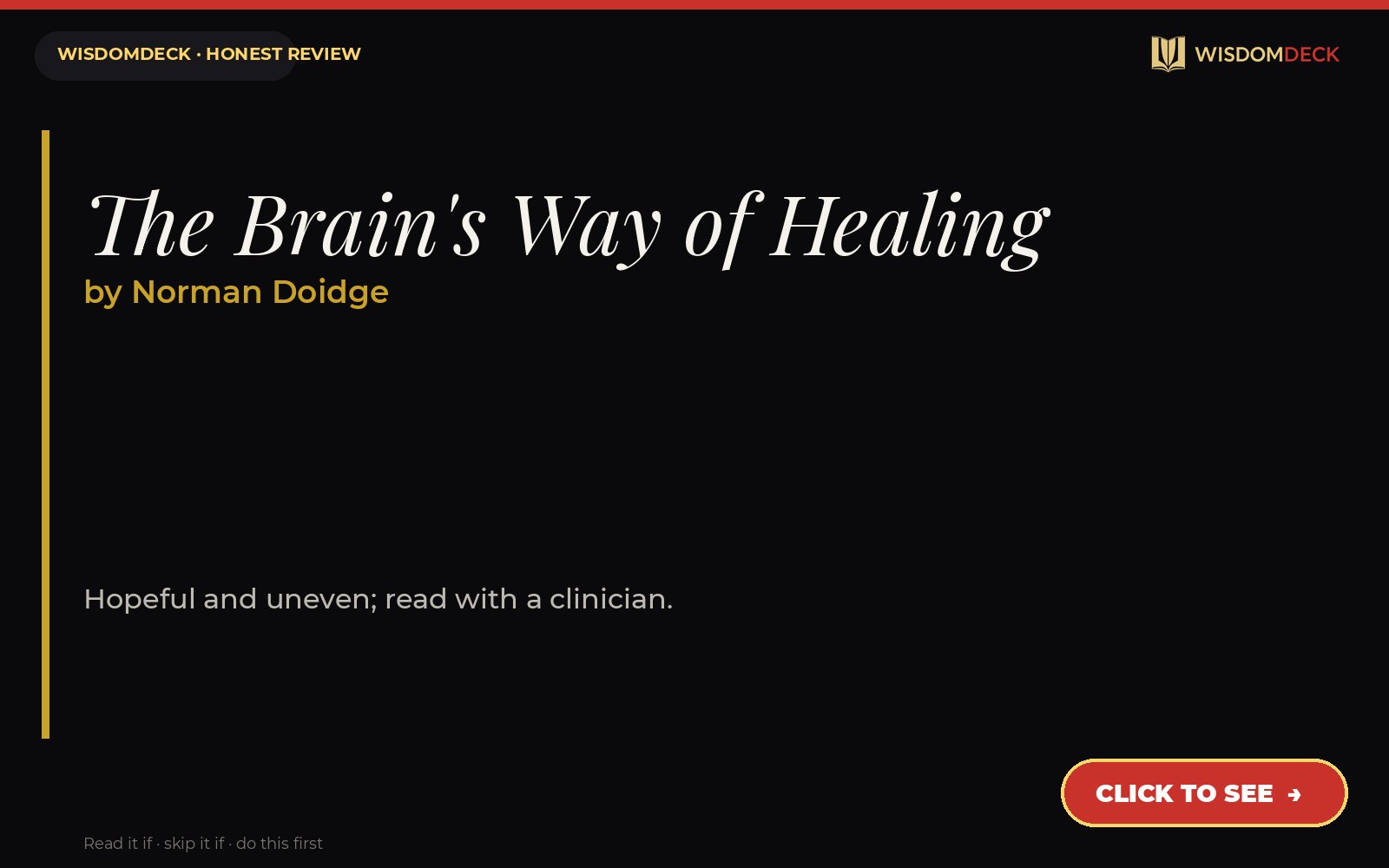 The Brain's Way of Healing by Norman Doidge — WisdomDeck review